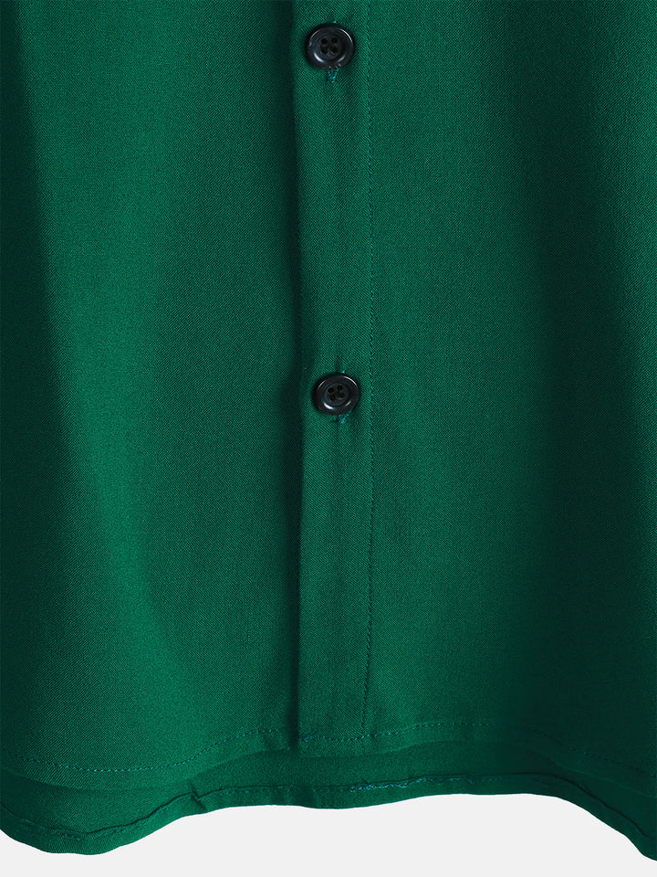Chemise Décontractée Homme Vert Couleur Unie Rayonne Été