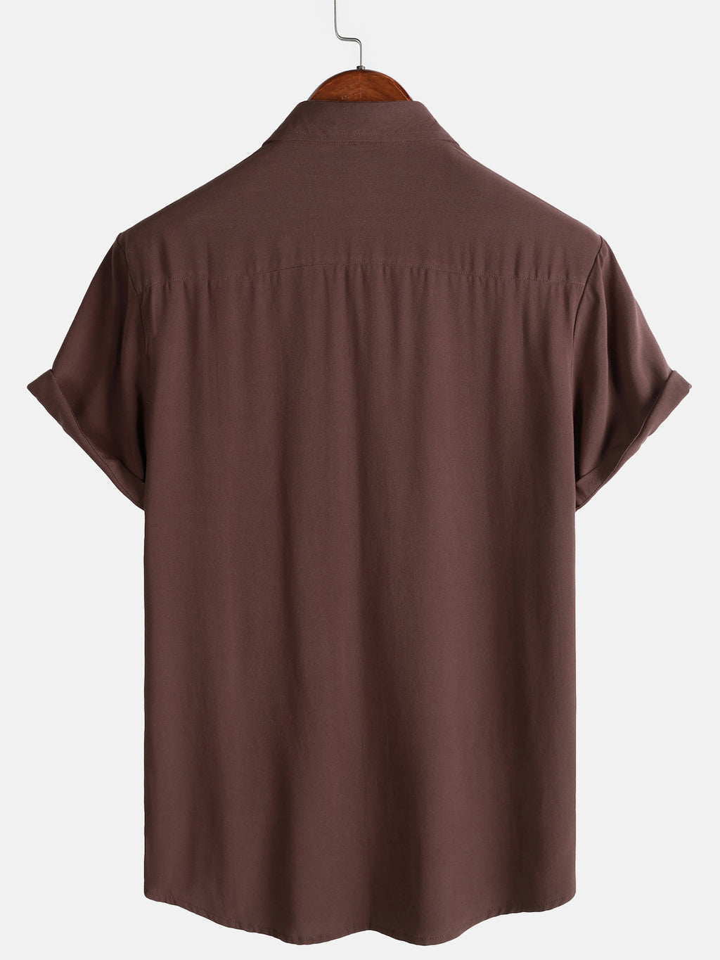 Chemise Décontractée Homme Marron Couleur Unie Rayonne Été