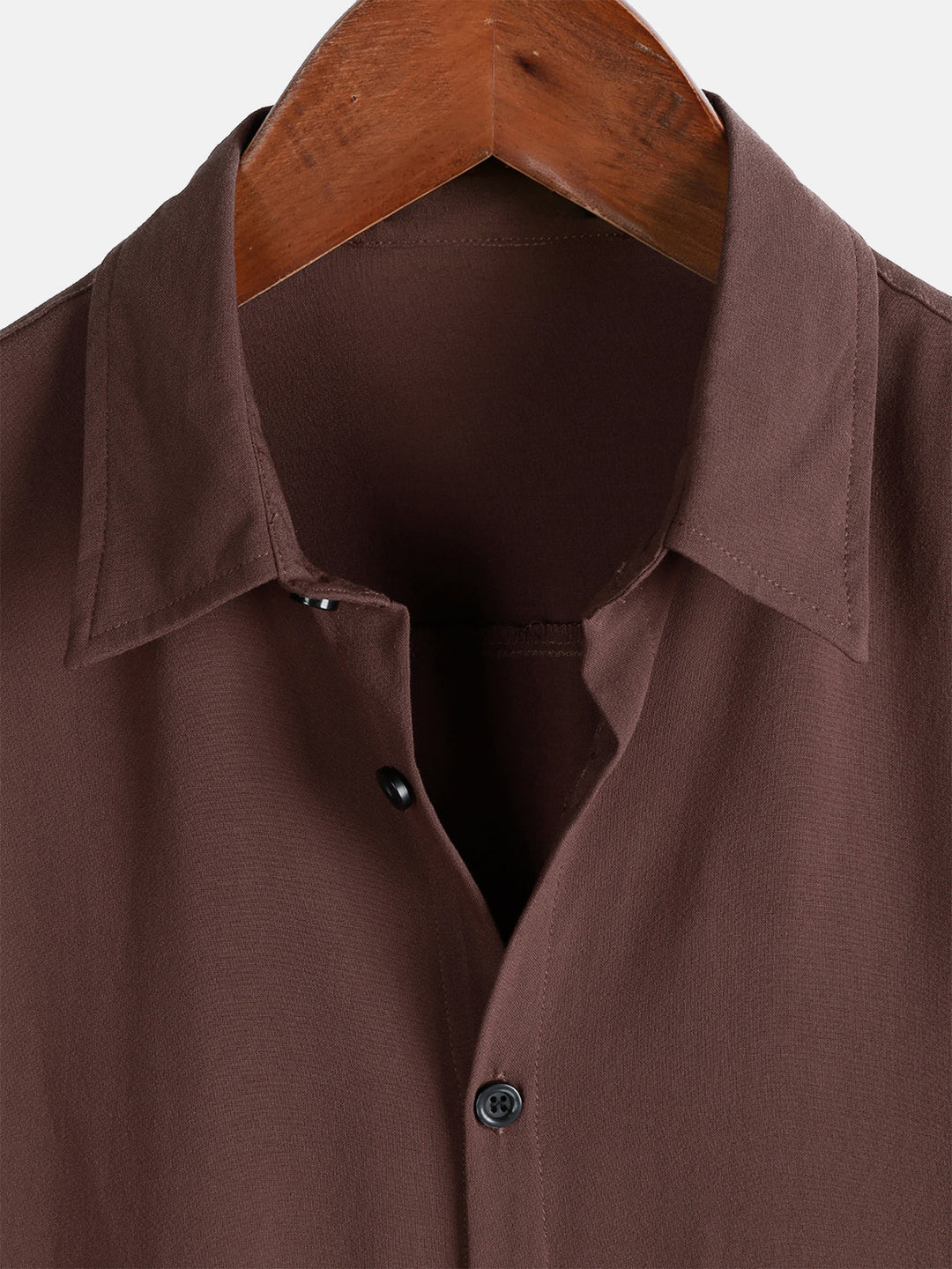 Chemise Décontractée Homme Marron Couleur Unie Rayonne Été