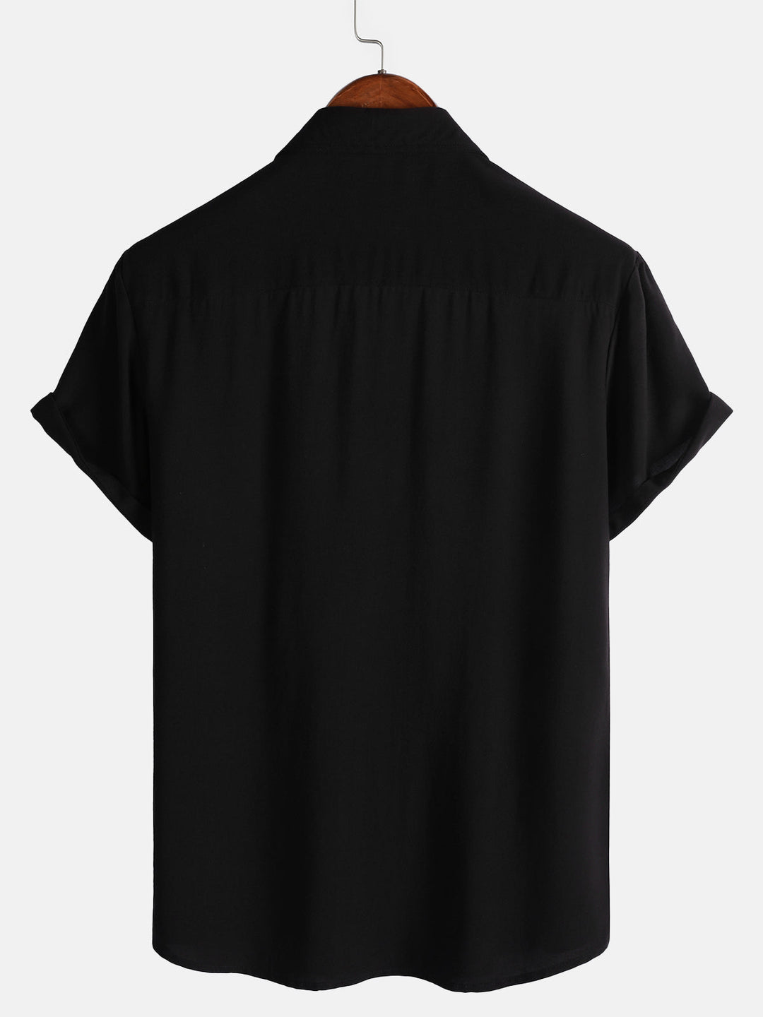 Chemise Décontractée Homme Noir Couleur Unie Rayonne Été