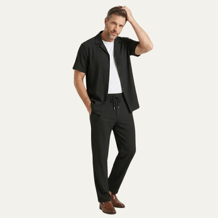 Le Set Deux Pièces en Lin pour Homme Dervio – Chemise Légère à Boutons &amp; Pantalons Décontractés