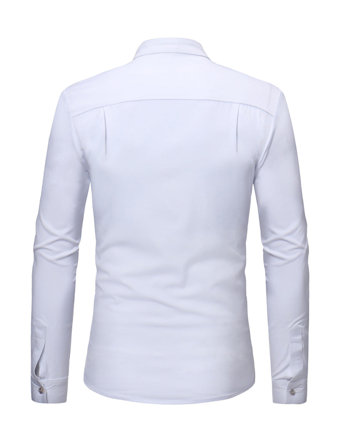Chemise de smoking à manches longues en dentelle à col montant pour hommes