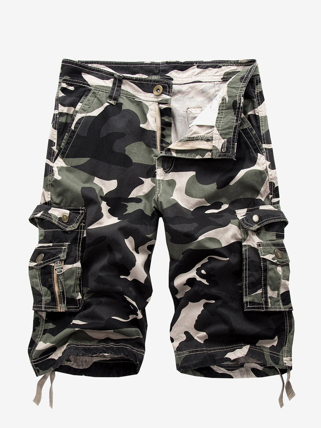 Short camouflage décontracté en coton de couleur unie de grande taille pour hommes