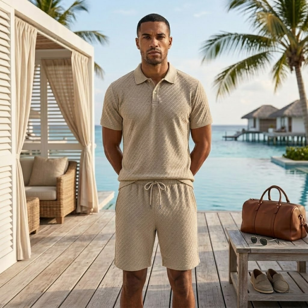 Le Set Polo &amp; Shorts Jacquard d&