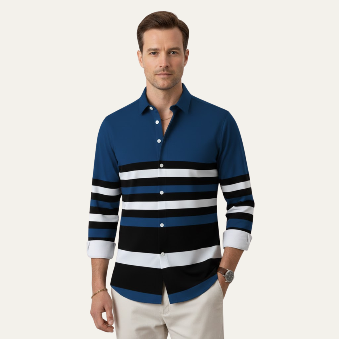 La Chemise Tendance à Rayures Modernes en Bloc de Couleurs Glenpark pour Hommes