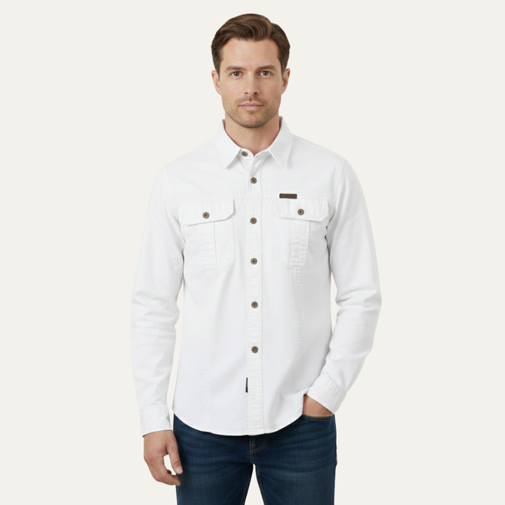 La chemise cargo en coton à poches multiples unie pour hommes Ashton Ridge