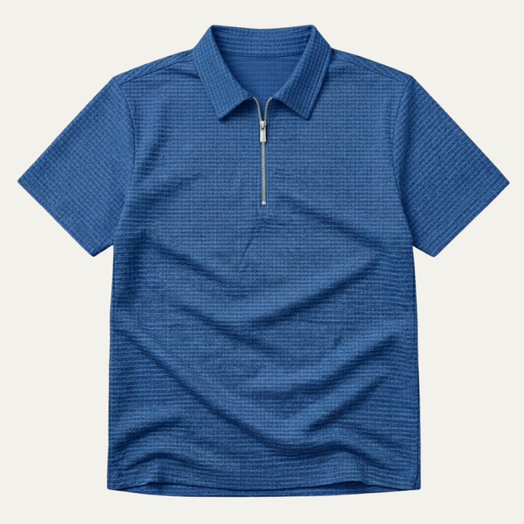 Le Polo à Col Zippé en Maille Waffle pour Hommes Ravenswood