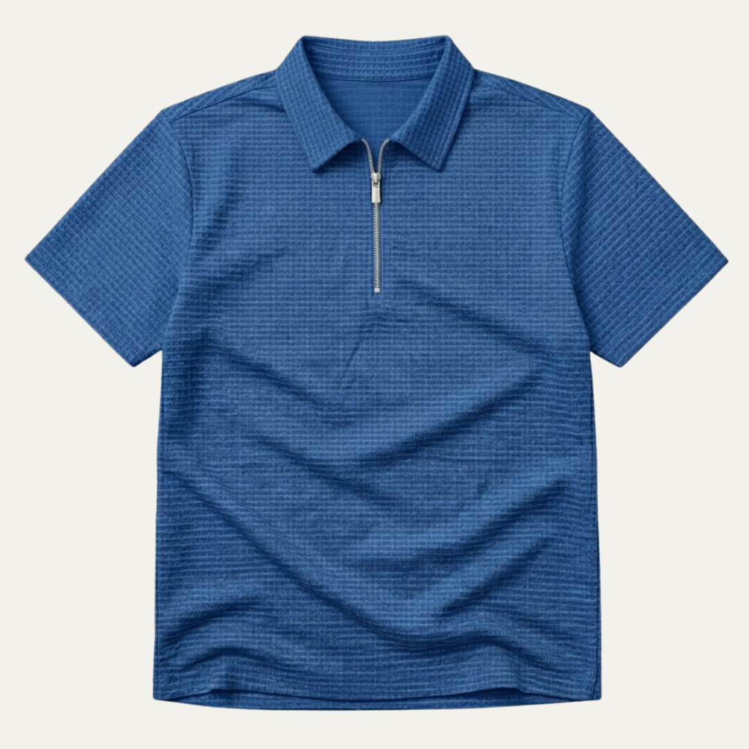 Le Polo à Col Zippé en Maille Waffle pour Hommes Ravenswood