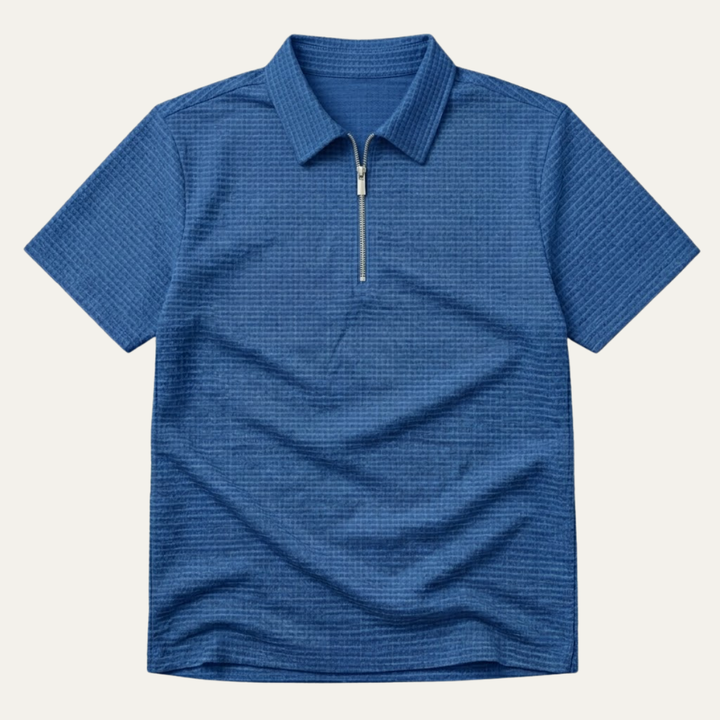 Le Polo à Col Zippé en Maille Waffle pour Hommes Ravenswood