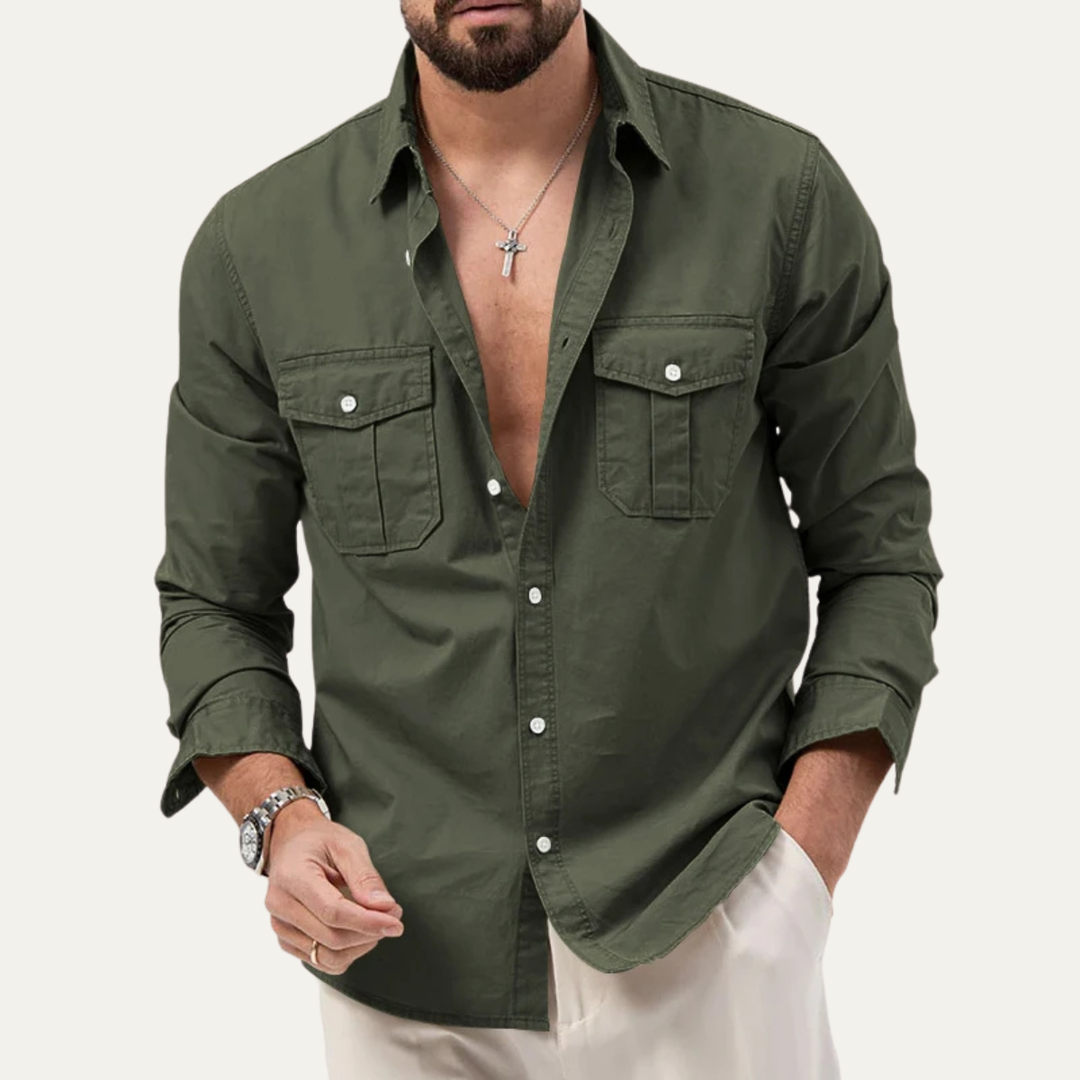 La chemise à boutons rétro unie pour homme Brookwater