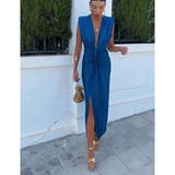 Annalie | Robe Midi avec Décolleté Plongeant et Volants Élégants pour Femme