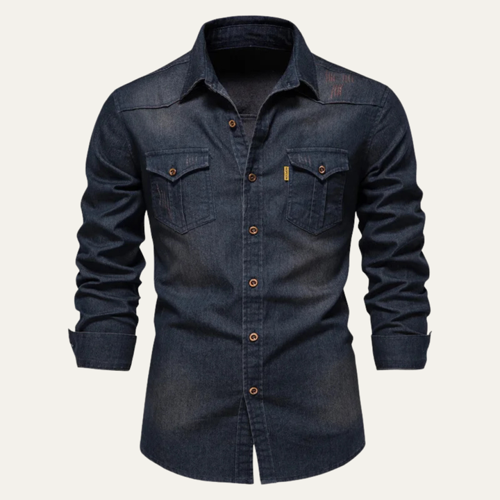 La Chemise en Coton à Col Montant Slim Fit Tendance pour Homme Roseland