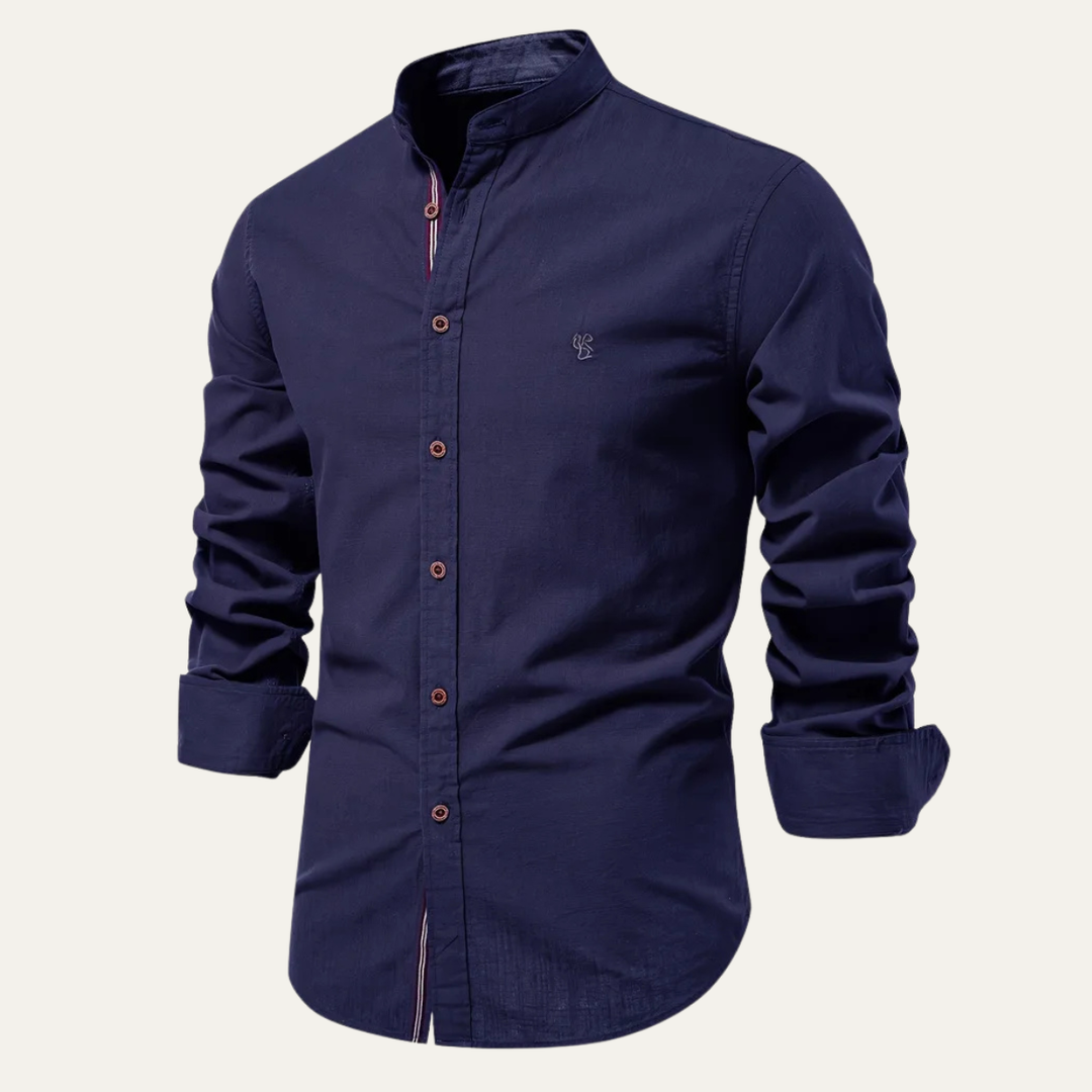 La chemise en coton à col montant slim fit décontractée pour hommes Brookline