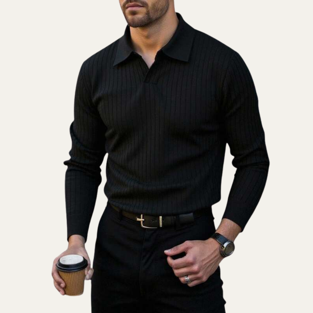 Le Polo à Manches Longues en Tricot Côtelé pour Hommes Ironcrest Hill