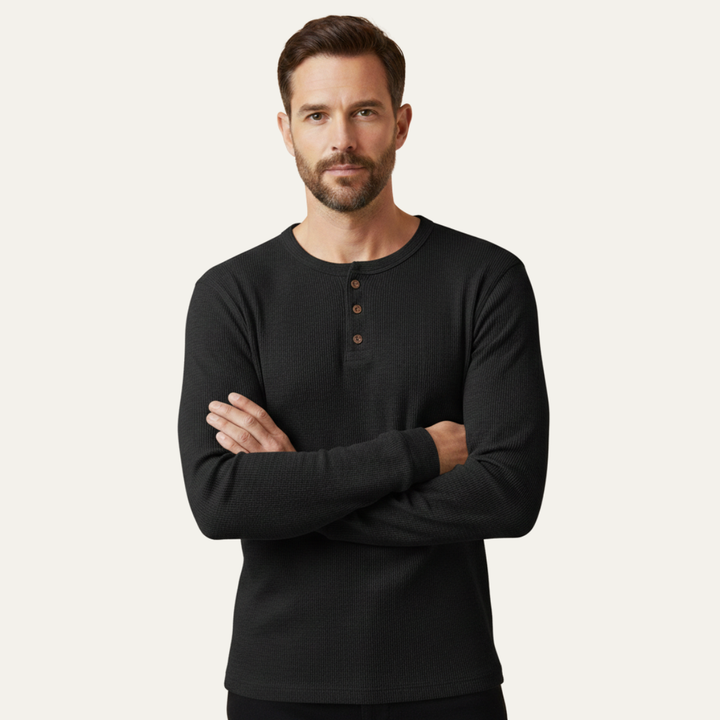 La chemise Henley thermique en coton à mailles de la Glenhurst Park pour hommes, coupe slim
