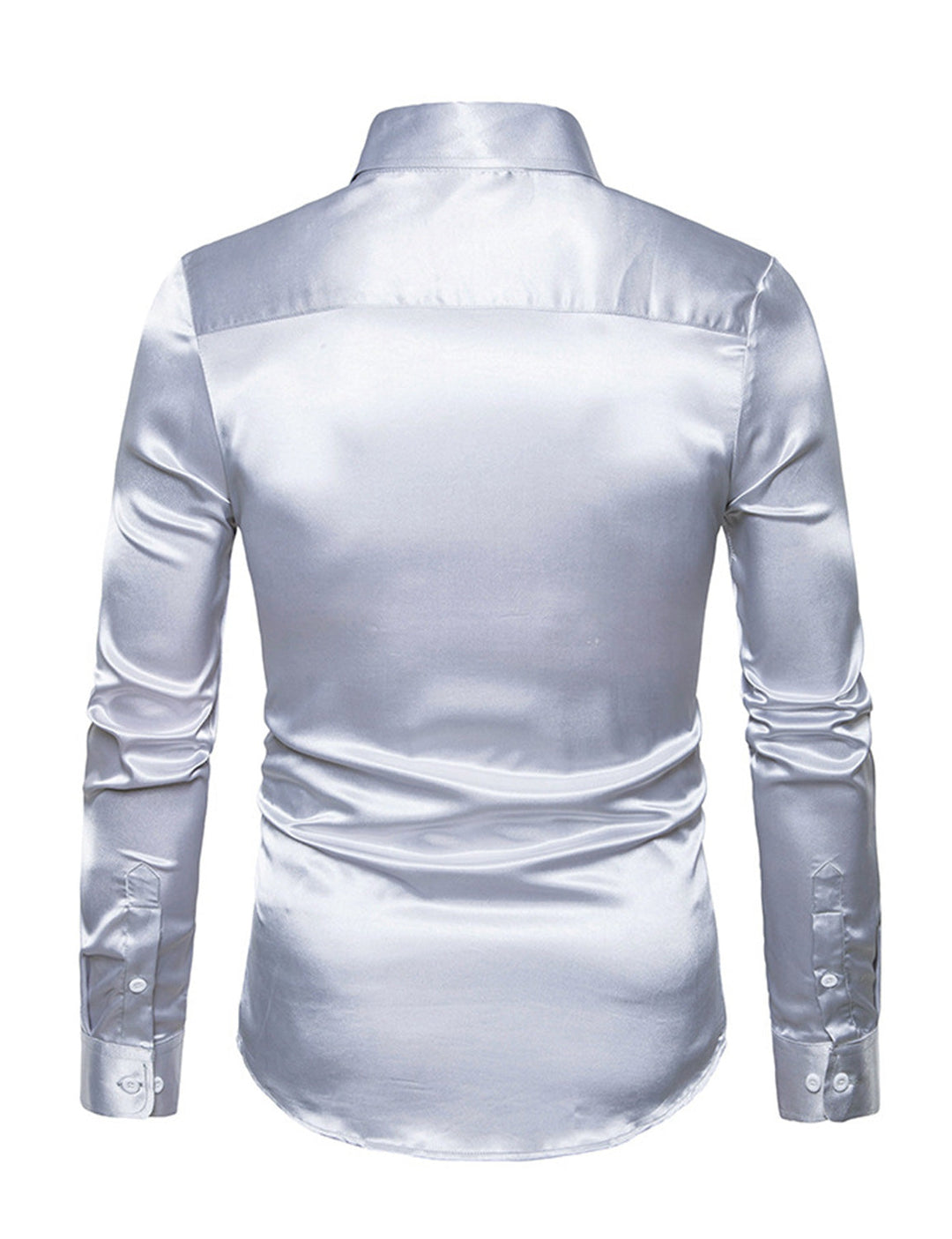 Chemise de soirée à manches longues en satin lisse boutonnée pour homme
