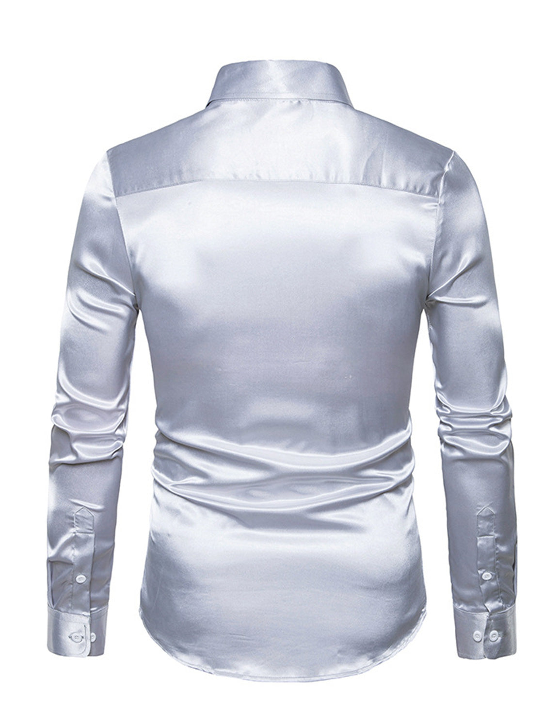 Chemise de soirée à manches longues en satin lisse boutonnée pour homme