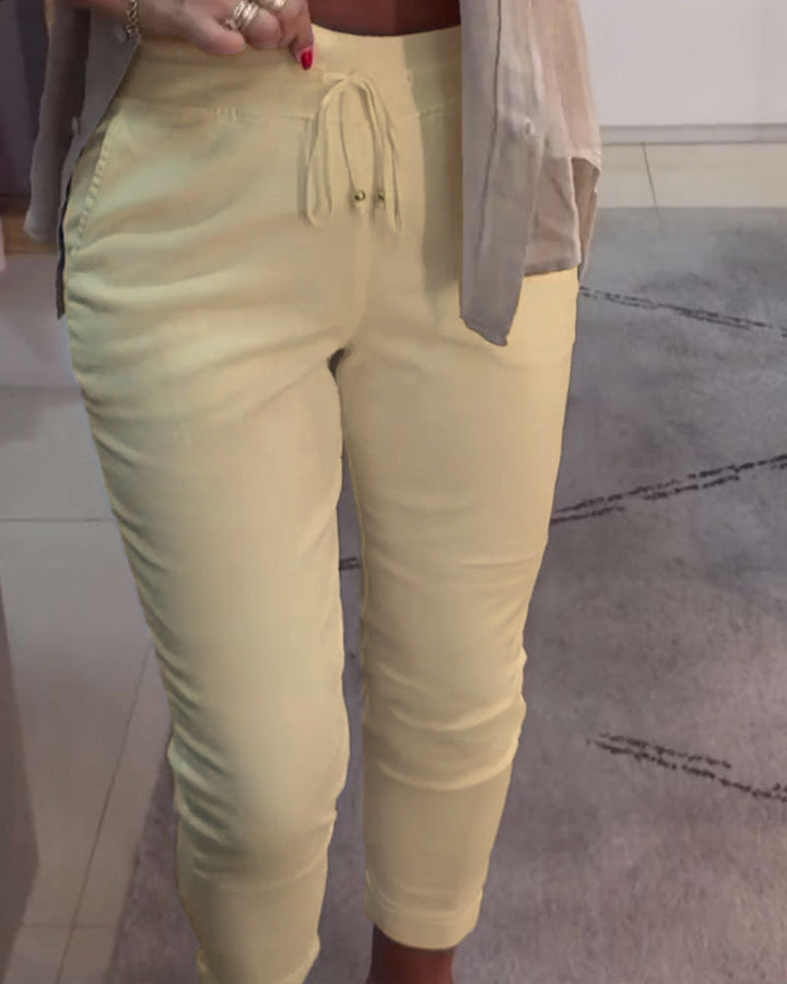 Pantalon Fuselé Décontracté Avec Cordon