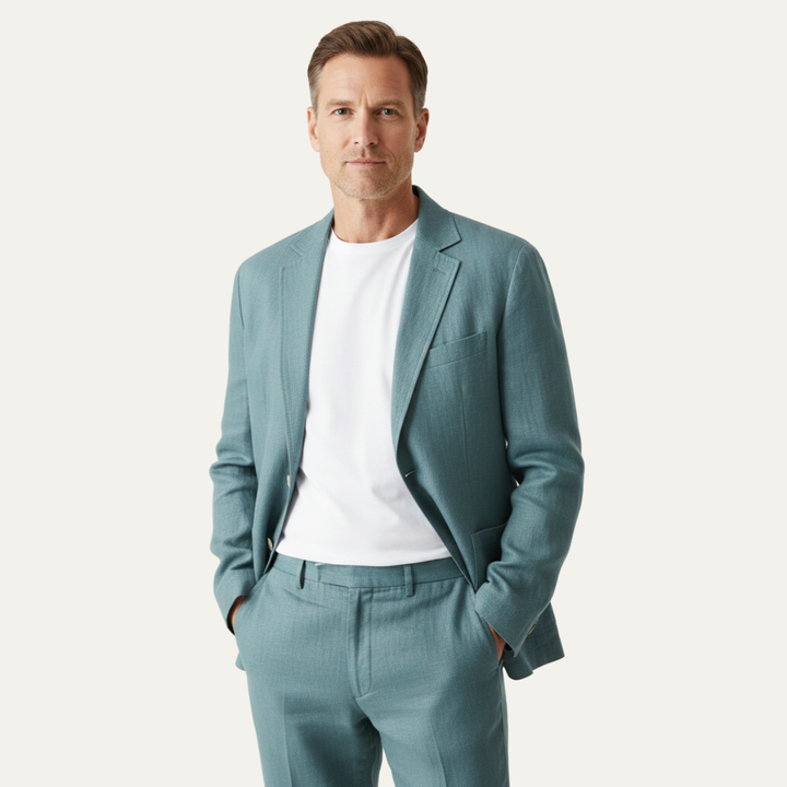 Le Blazer Casual en Lin Uni pour Homme Elmstead