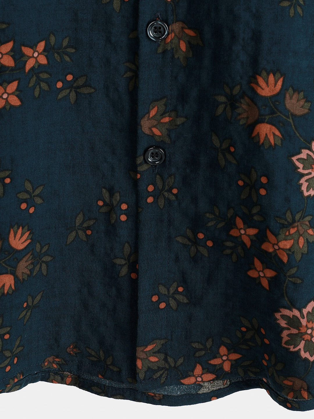 Chemise en coton à manches courtes boutonnée bleu marine à fleurs d&
