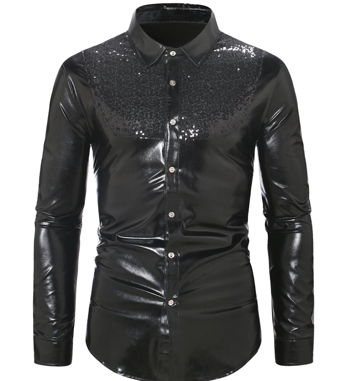 Costume de smoking boutonné brillant de luxe pour hommes, chemise de soirée à manches longues