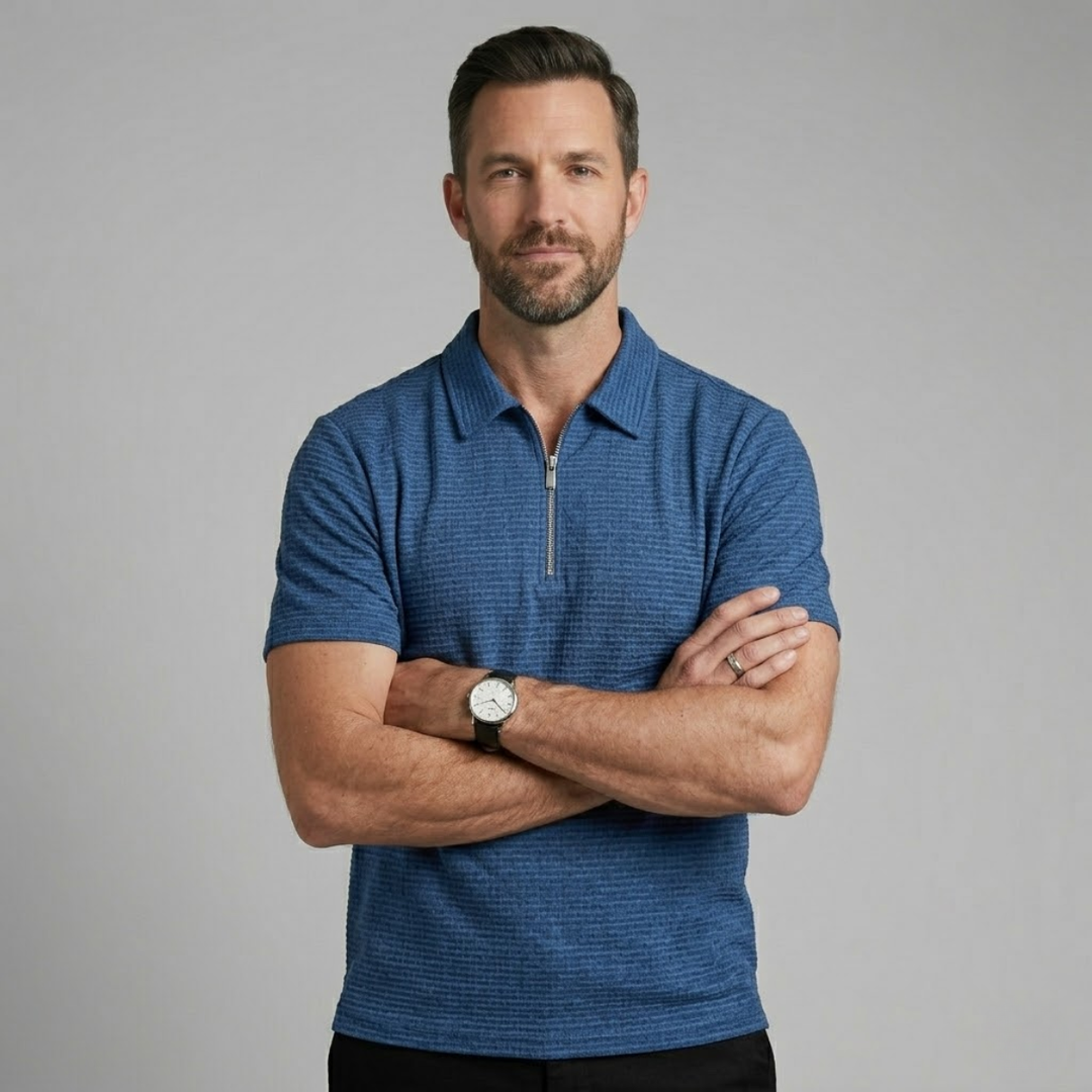 Le Polo à Col Zippé en Maille Waffle pour Hommes Ravenswood