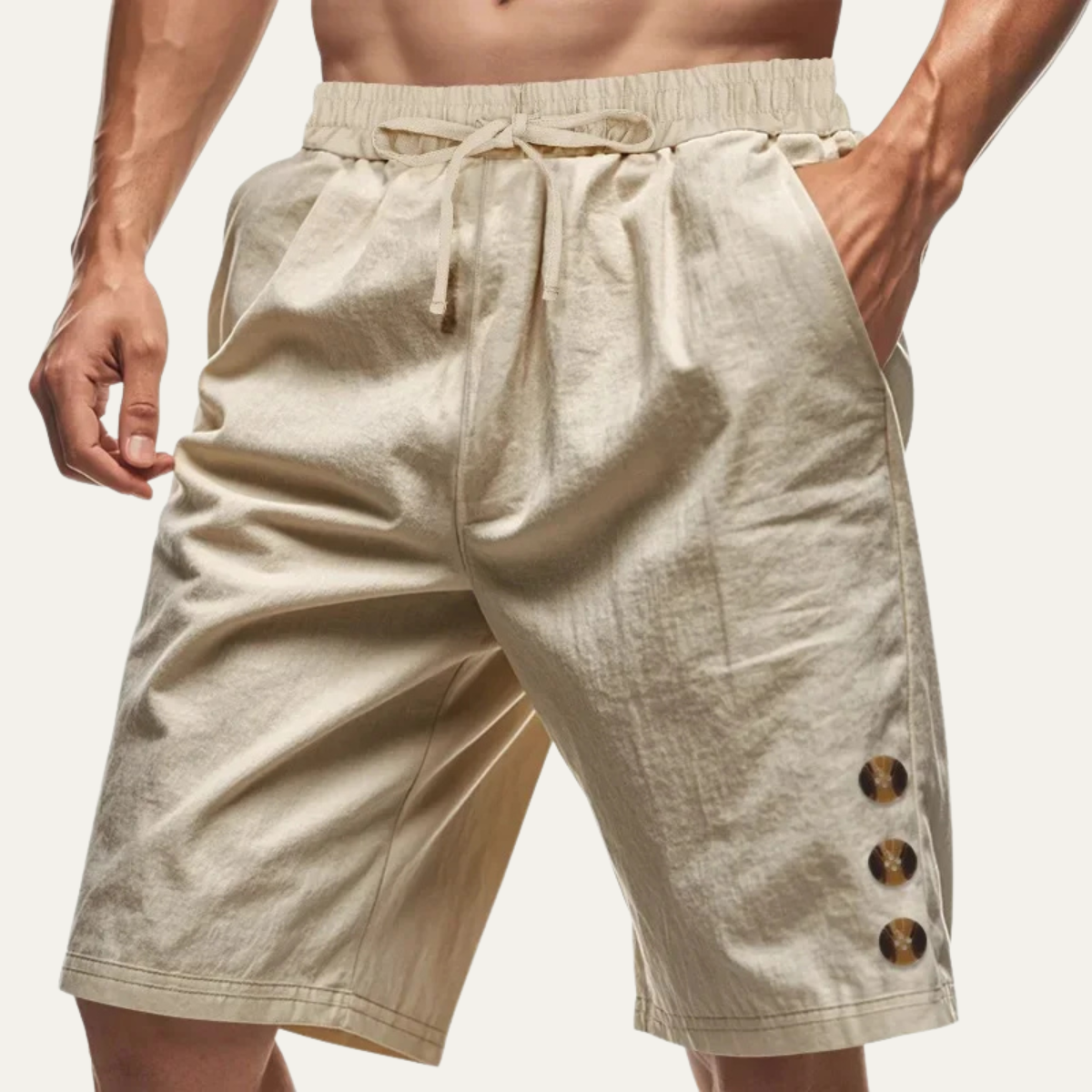 Shorts d'été décontractés pour hommes Ashbury avec détails de boutons et cordon de serrage
