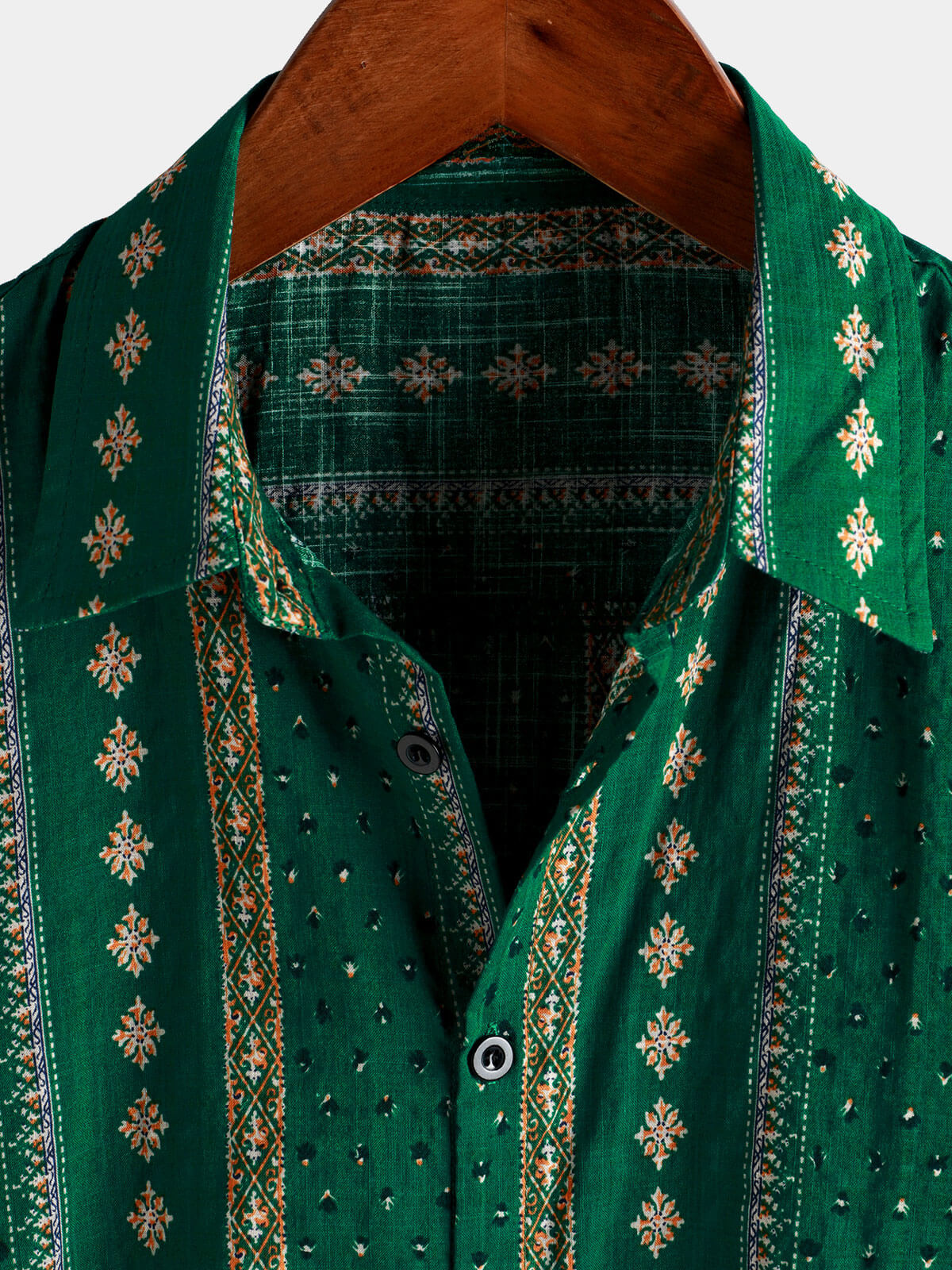 Chemise Vintage à Manches Courtes des Années 70 avec Imprimé Rayé Vert pour Homme