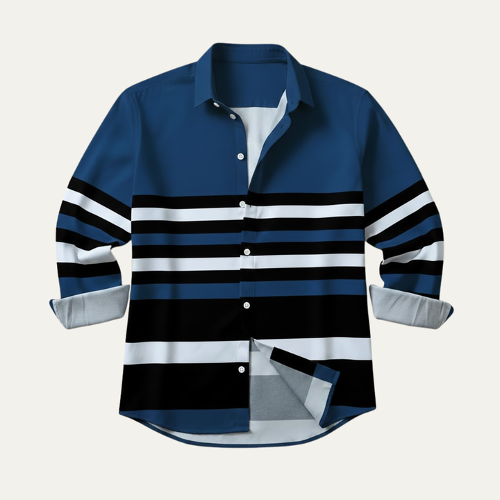 La Chemise Tendance à Rayures Modernes en Bloc de Couleurs Glenpark pour Hommes