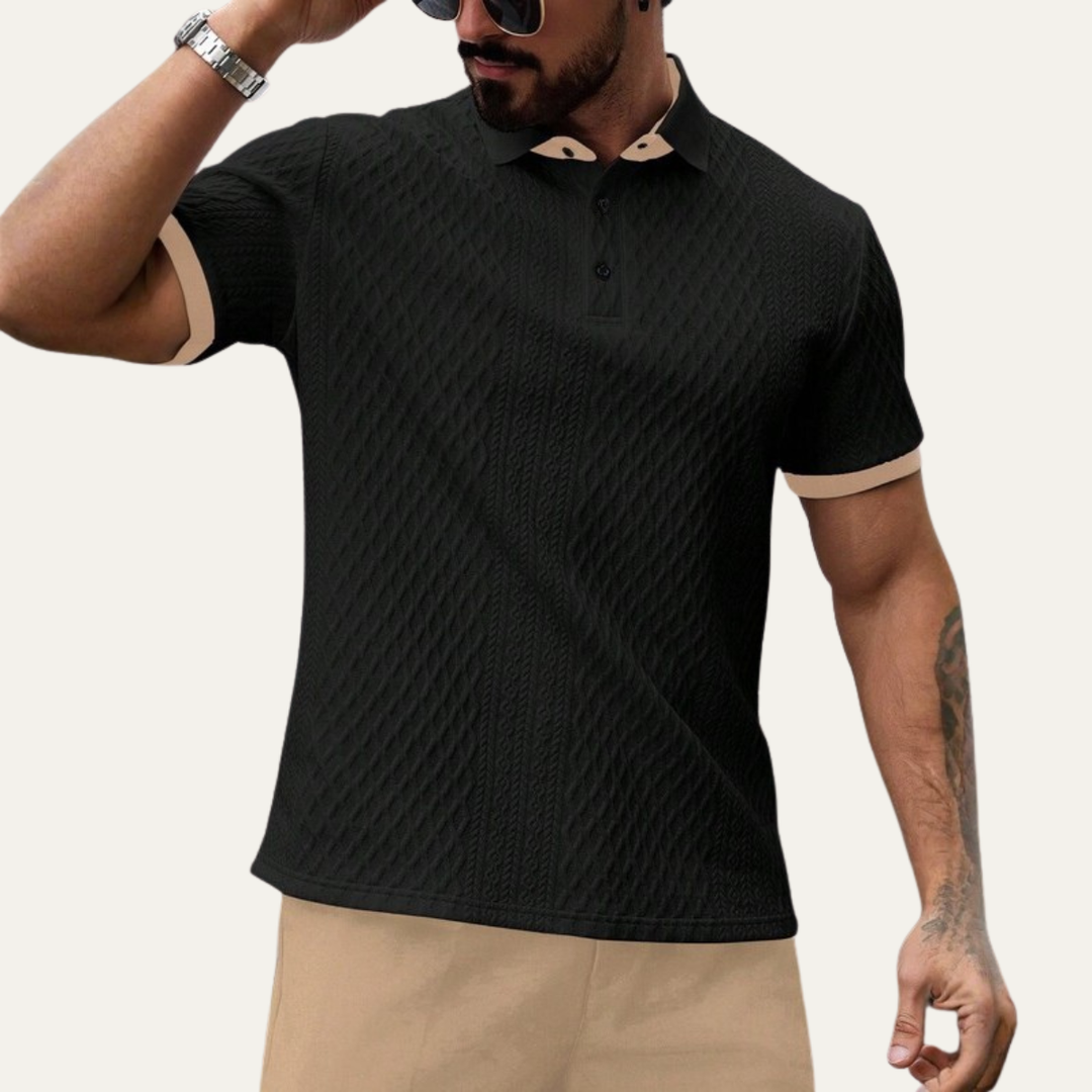 Le Polo Élégant Texturé pour Homme Cedarcrest Park avec Col Contrasté