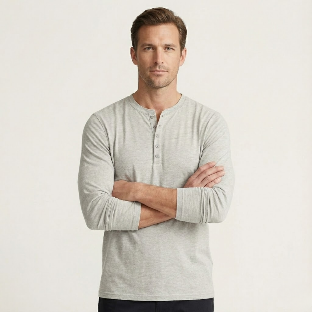 La Chemise Henley à Manches Longues pour Homme de Sheffield - Haut en Coton Moderne