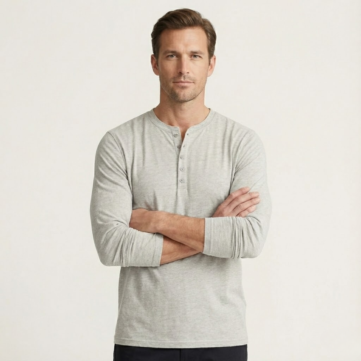 La Chemise Henley à Manches Longues pour Homme de Sheffield - Haut en Coton Moderne