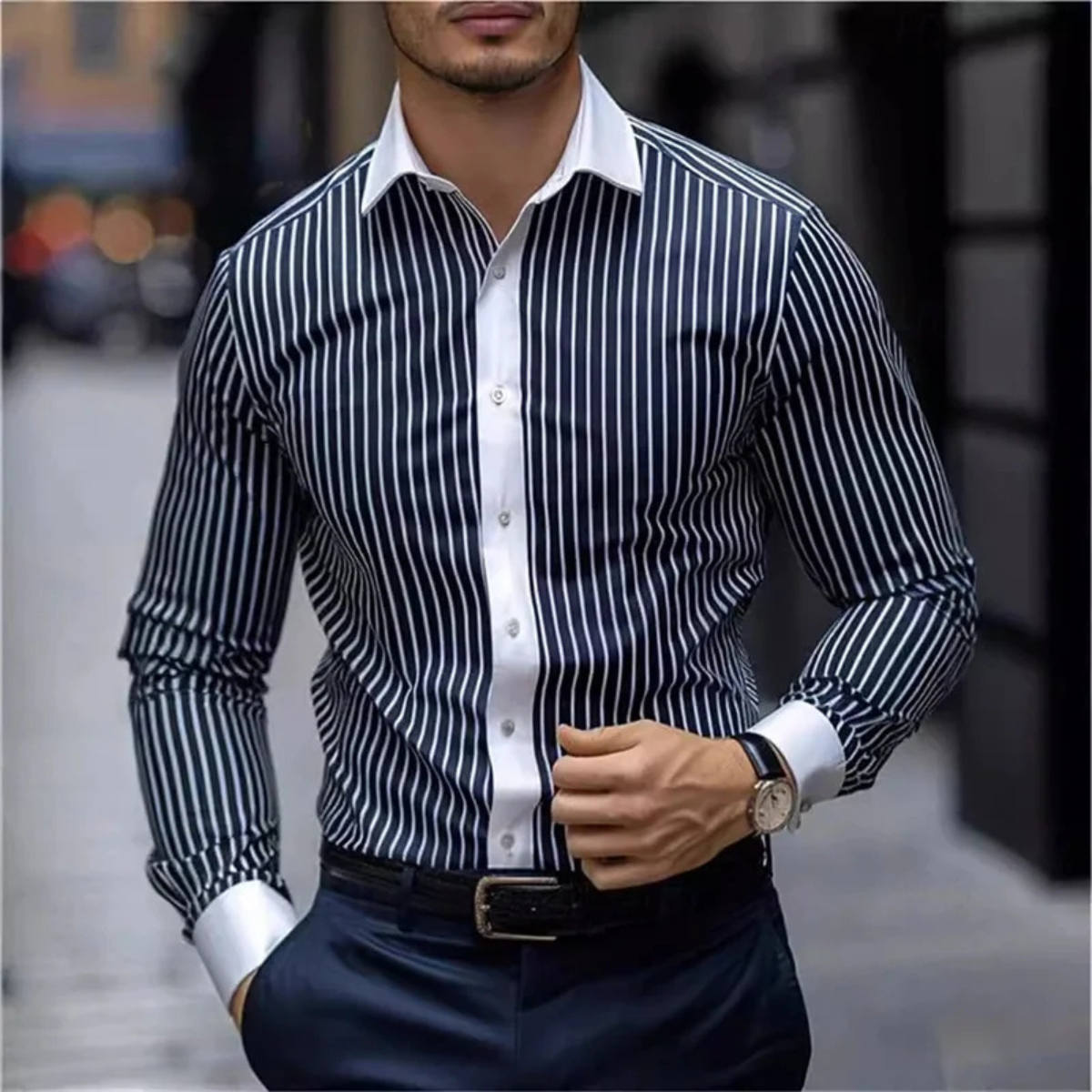 La Chemise Décontractée à Rayures Verticales Multicolores Harwood pour Hommes