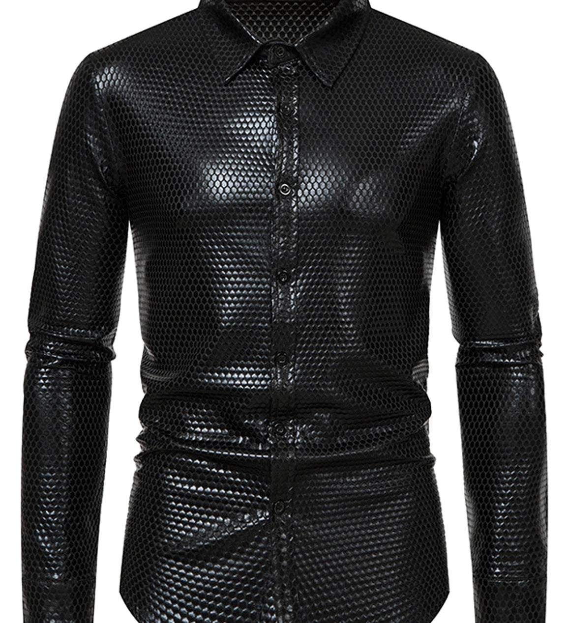 Chemise de fête à manches longues boutonnée à paillettes disco pour hommes des années 70