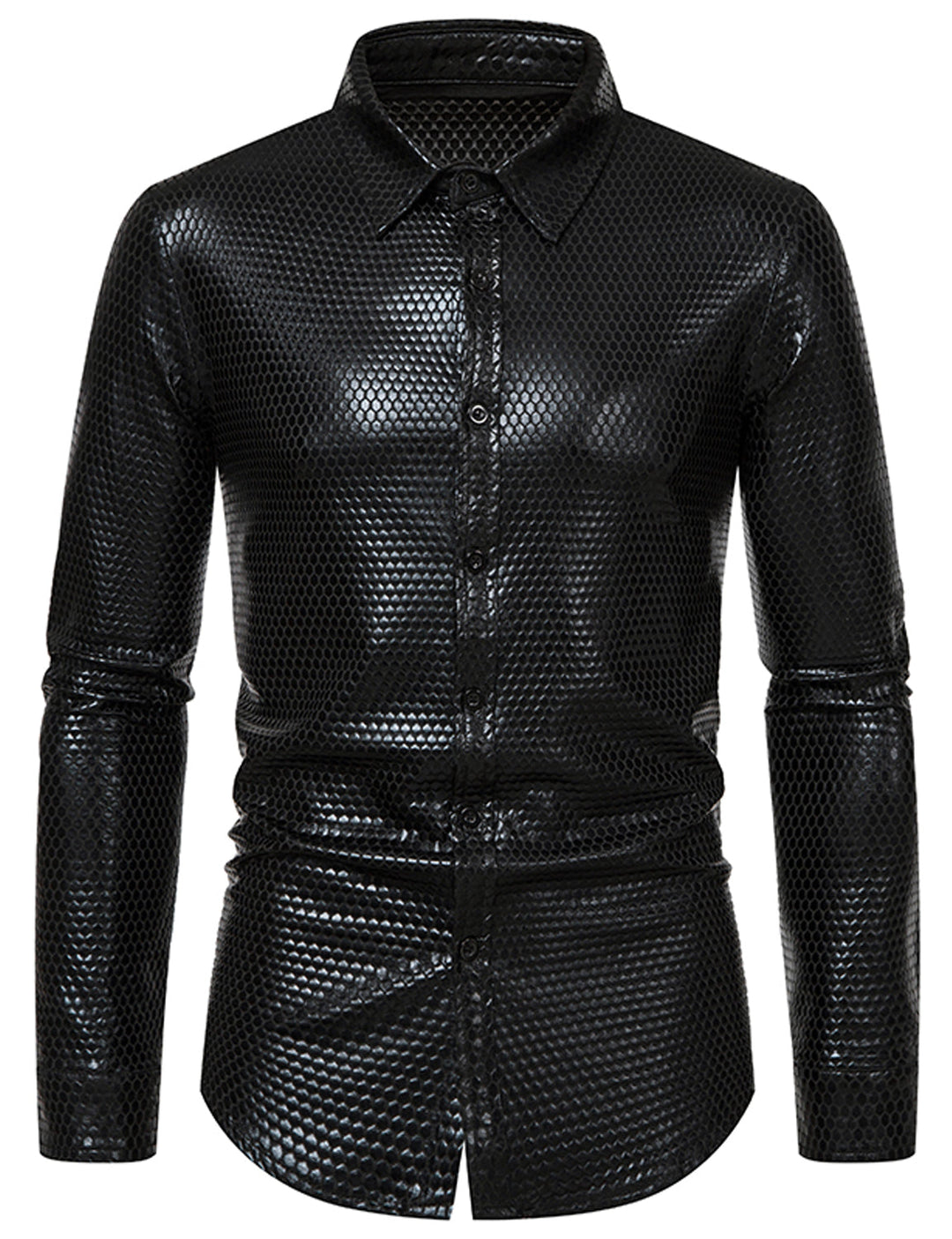 Chemise de fête à manches longues boutonnée à paillettes disco pour hommes des années 70