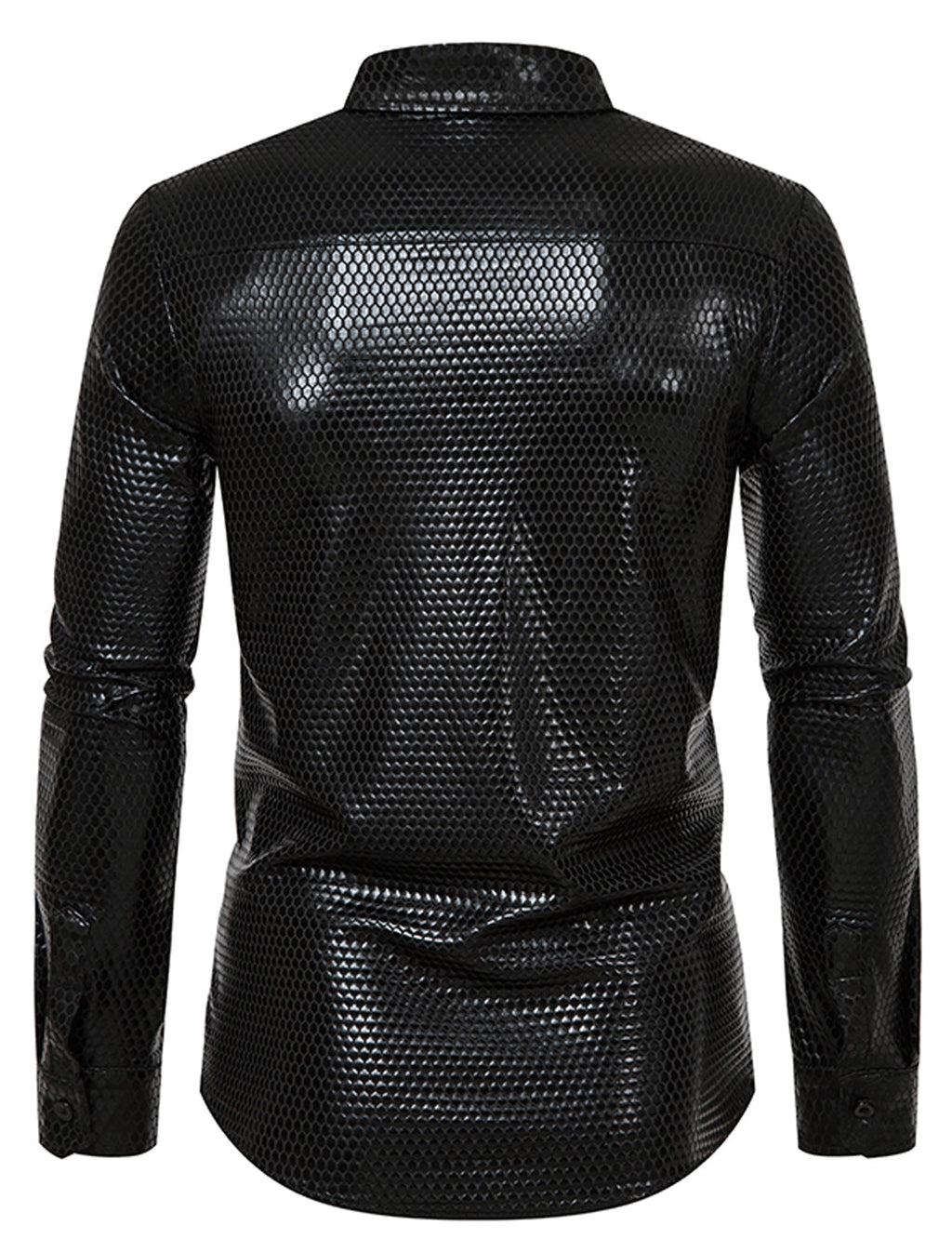 Chemise de fête à manches longues boutonnée à paillettes disco pour hommes des années 70