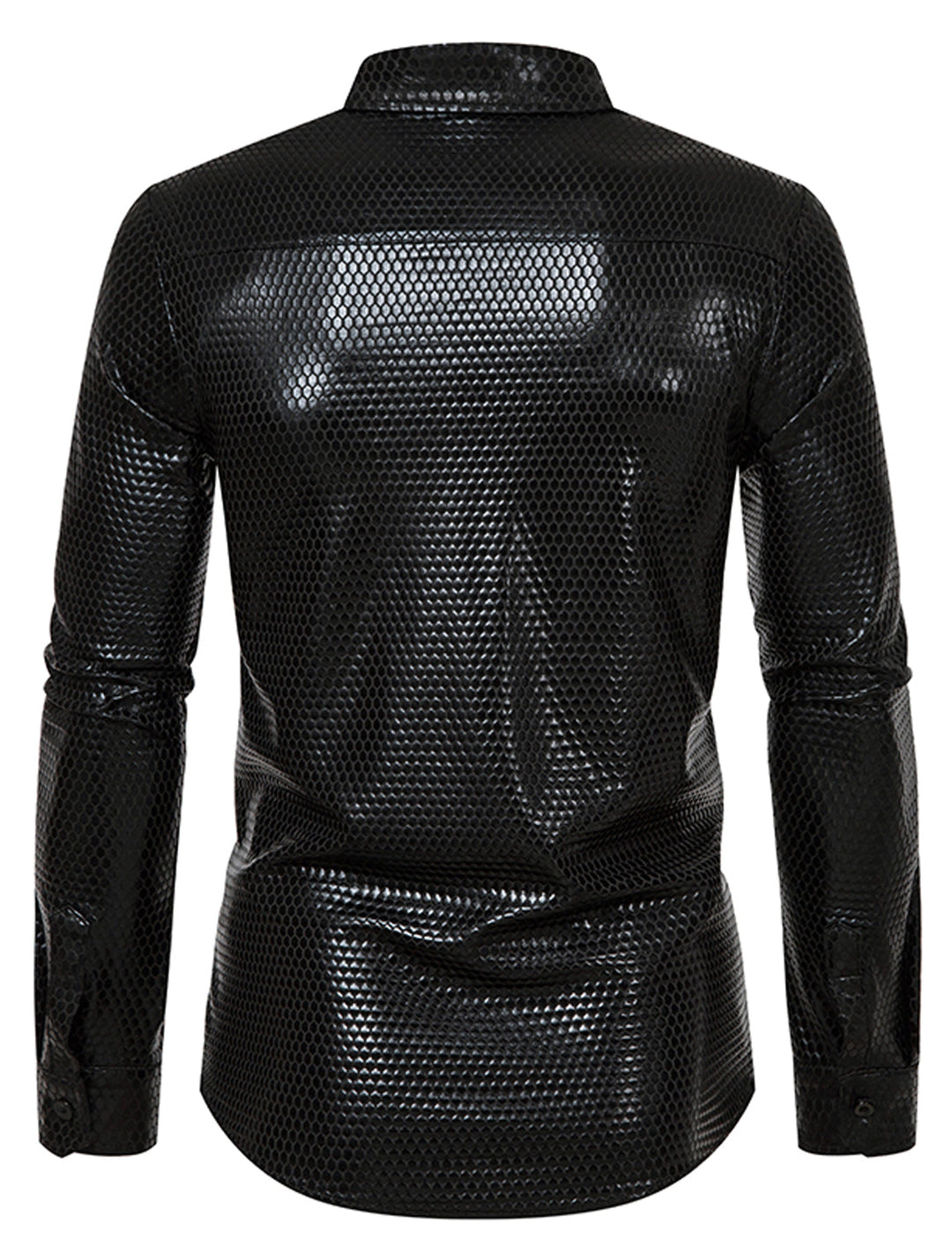 Chemise de fête à manches longues boutonnée à paillettes disco pour hommes des années 70