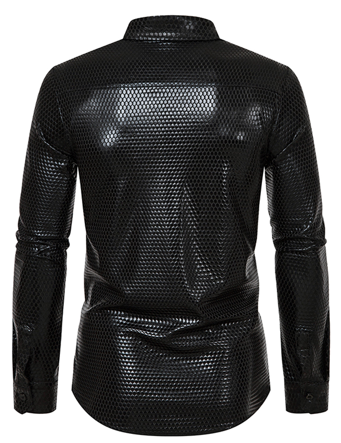 Chemise de fête à manches longues boutonnée à paillettes disco pour hommes des années 70