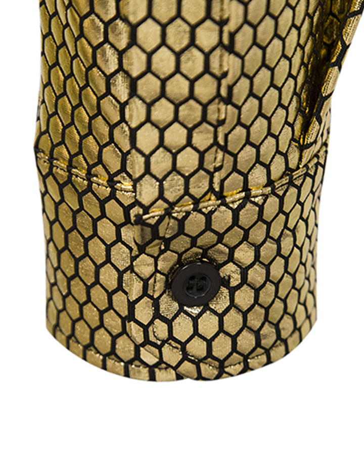 Chemise de fête à manches longues boutonnée à paillettes disco pour hommes des années 70