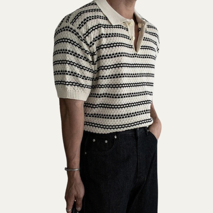 Le Polo en Maille Rayé à Col Rabattu pour Homme Brunello