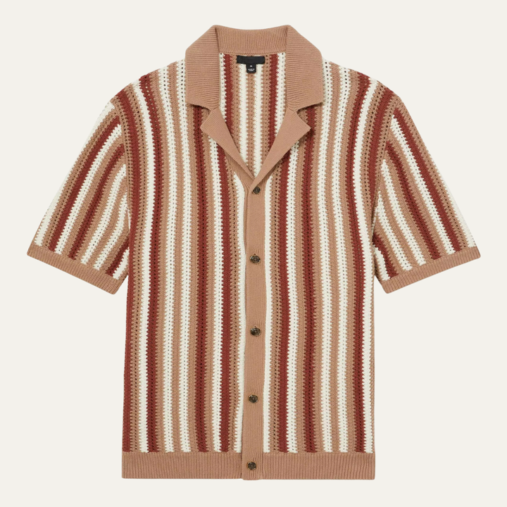 La Chemise Boutonnée Tricotée à Rayures Vintage pour Homme Cedar Ridge