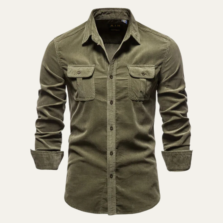 La chemise en velours côtelé décontractée ajustée pour homme Crestbrook
