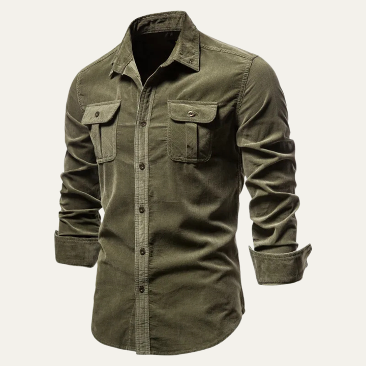 La chemise en velours côtelé décontractée ajustée pour homme Crestbrook