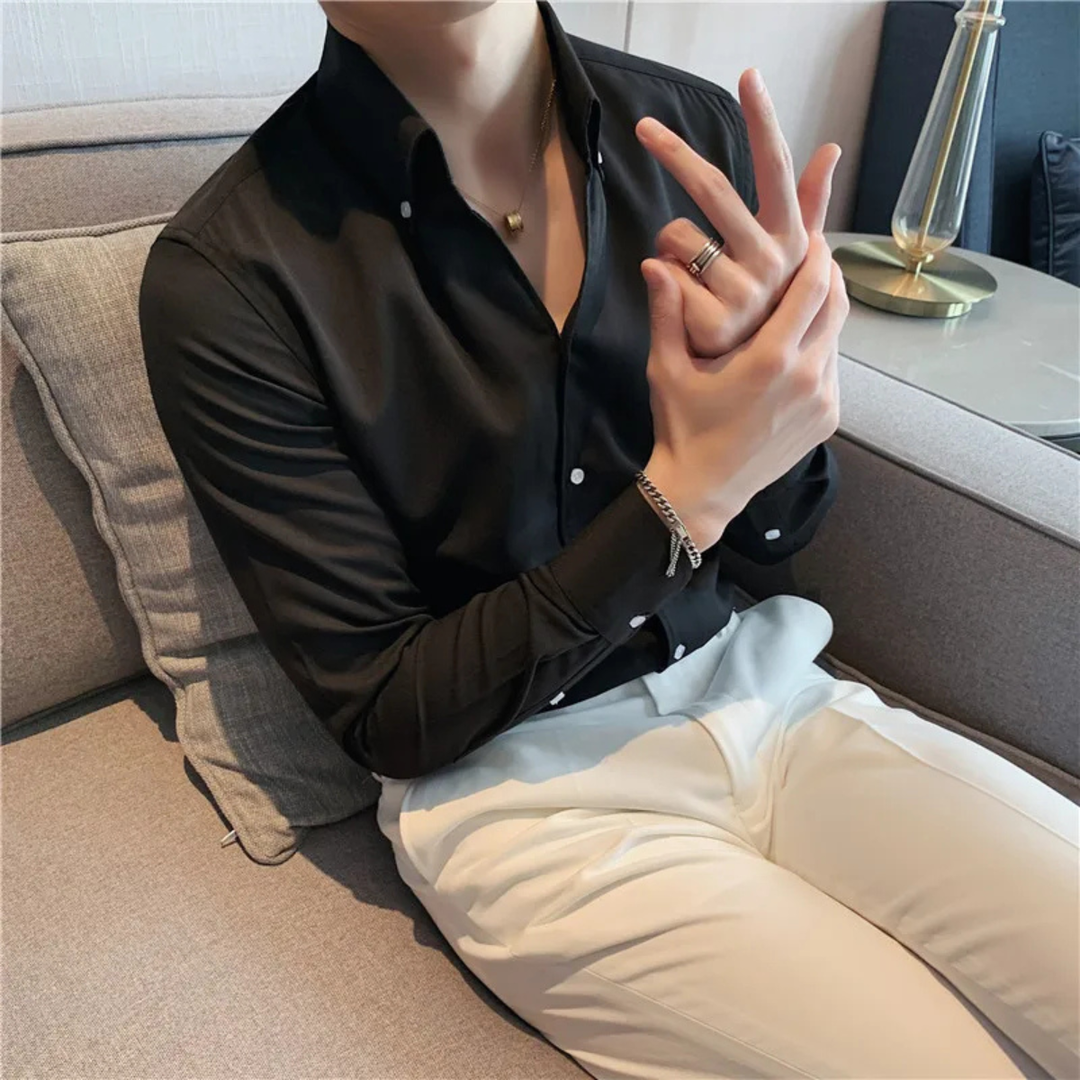 La chemise décontractée à col pour homme Oakwood Park, coupe slim, sans plis