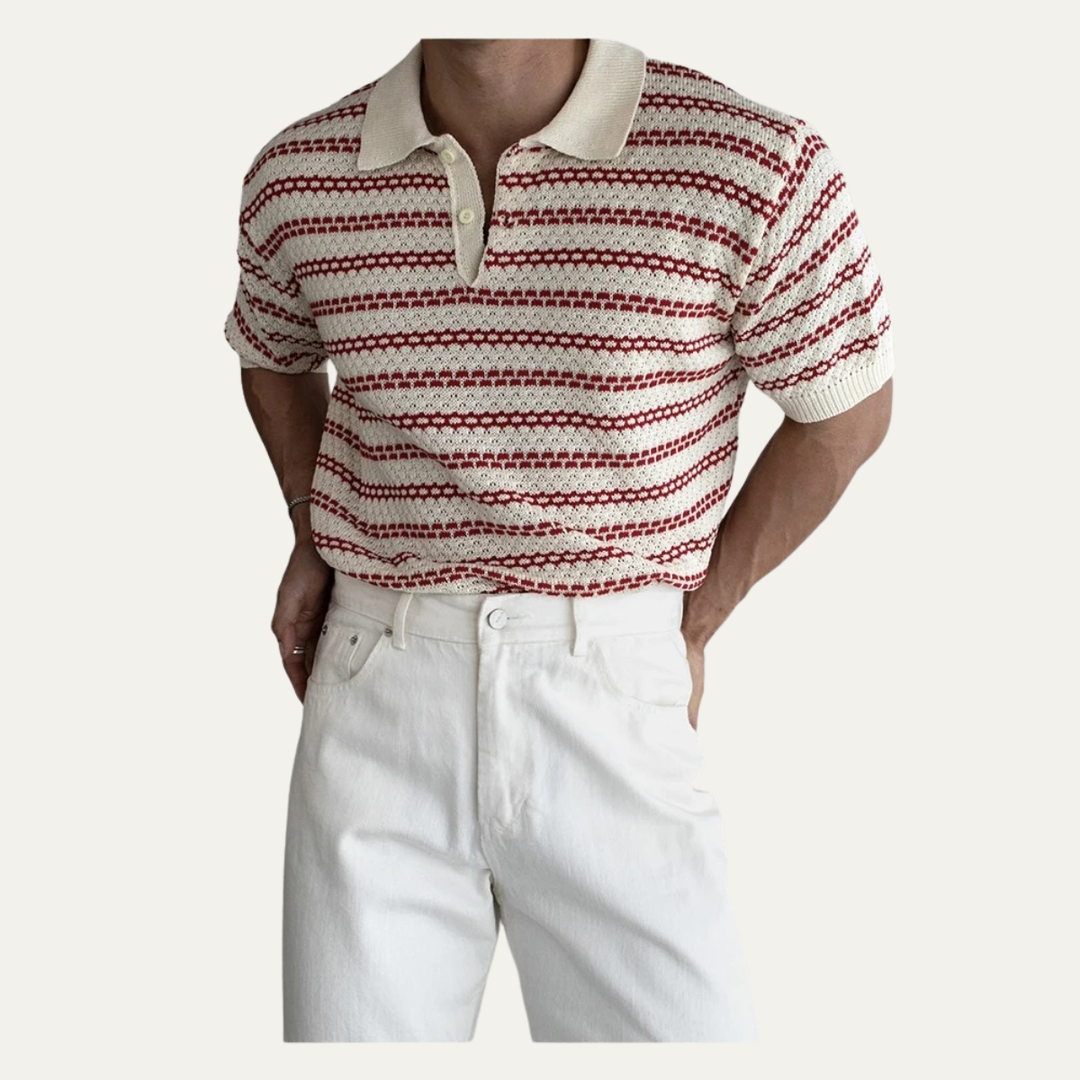 Le Polo en Maille Rayé à Col Rabattu pour Homme Brunello