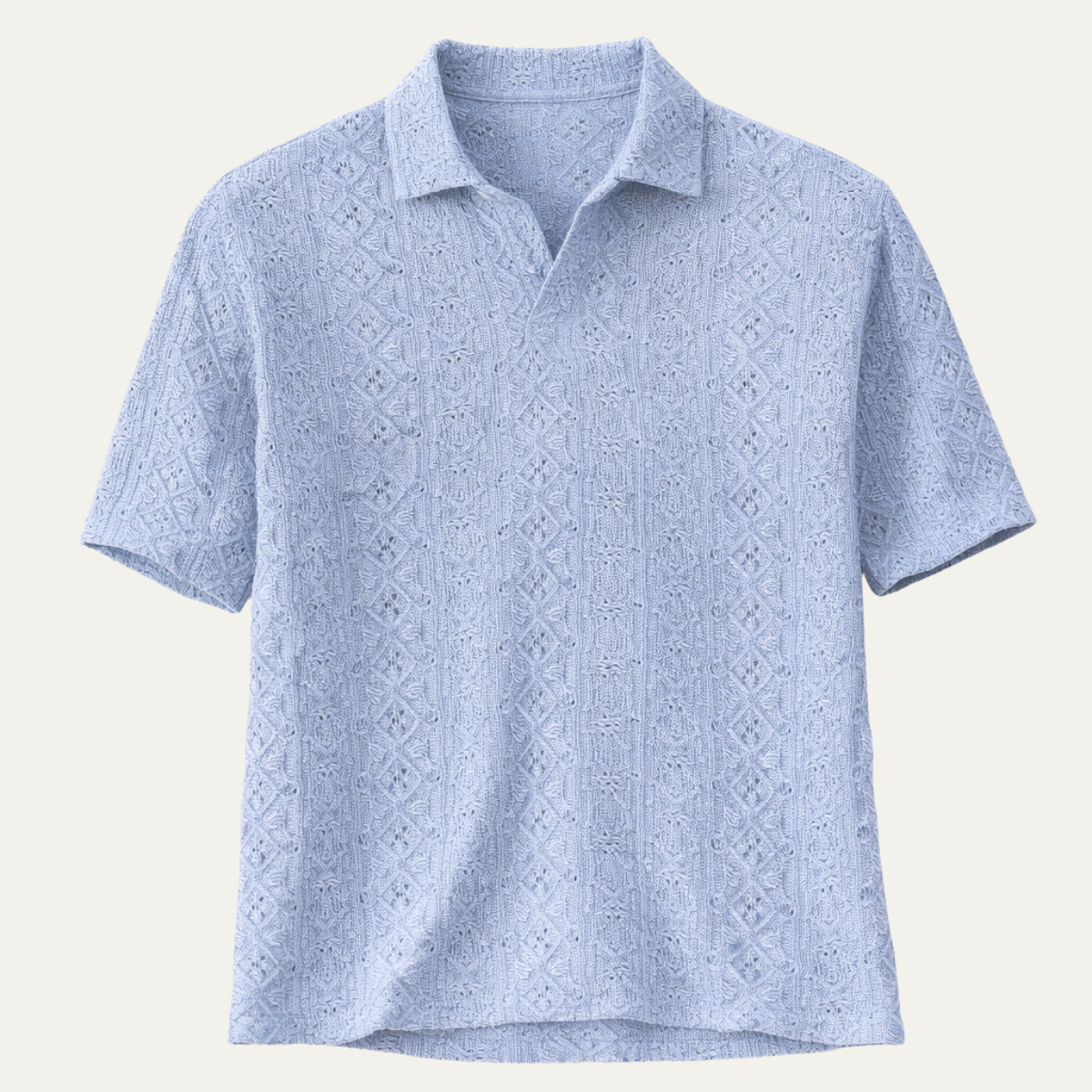 La chemise polo à manches courtes en crochet tricot pour homme Brookstone – Bleu clair
