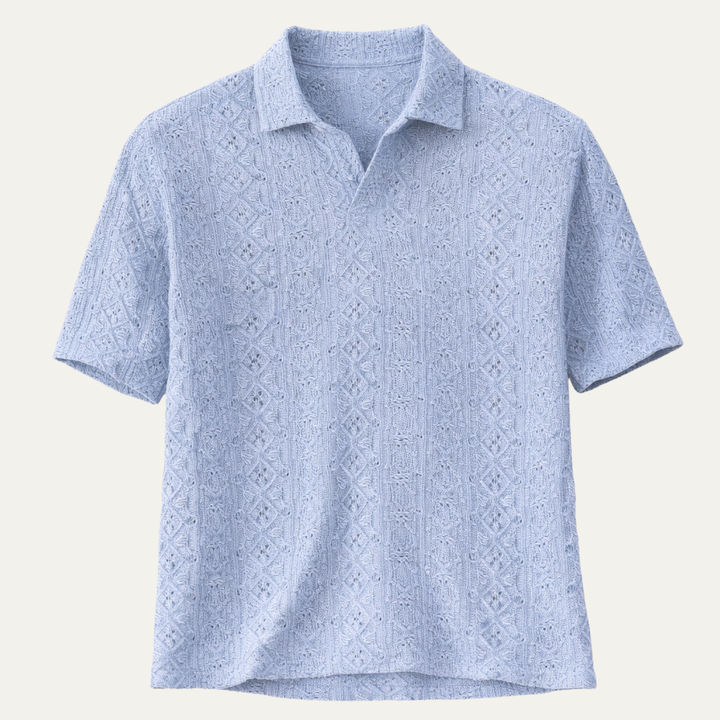 La chemise polo à manches courtes en crochet tricot pour homme Brookstone – Bleu clair