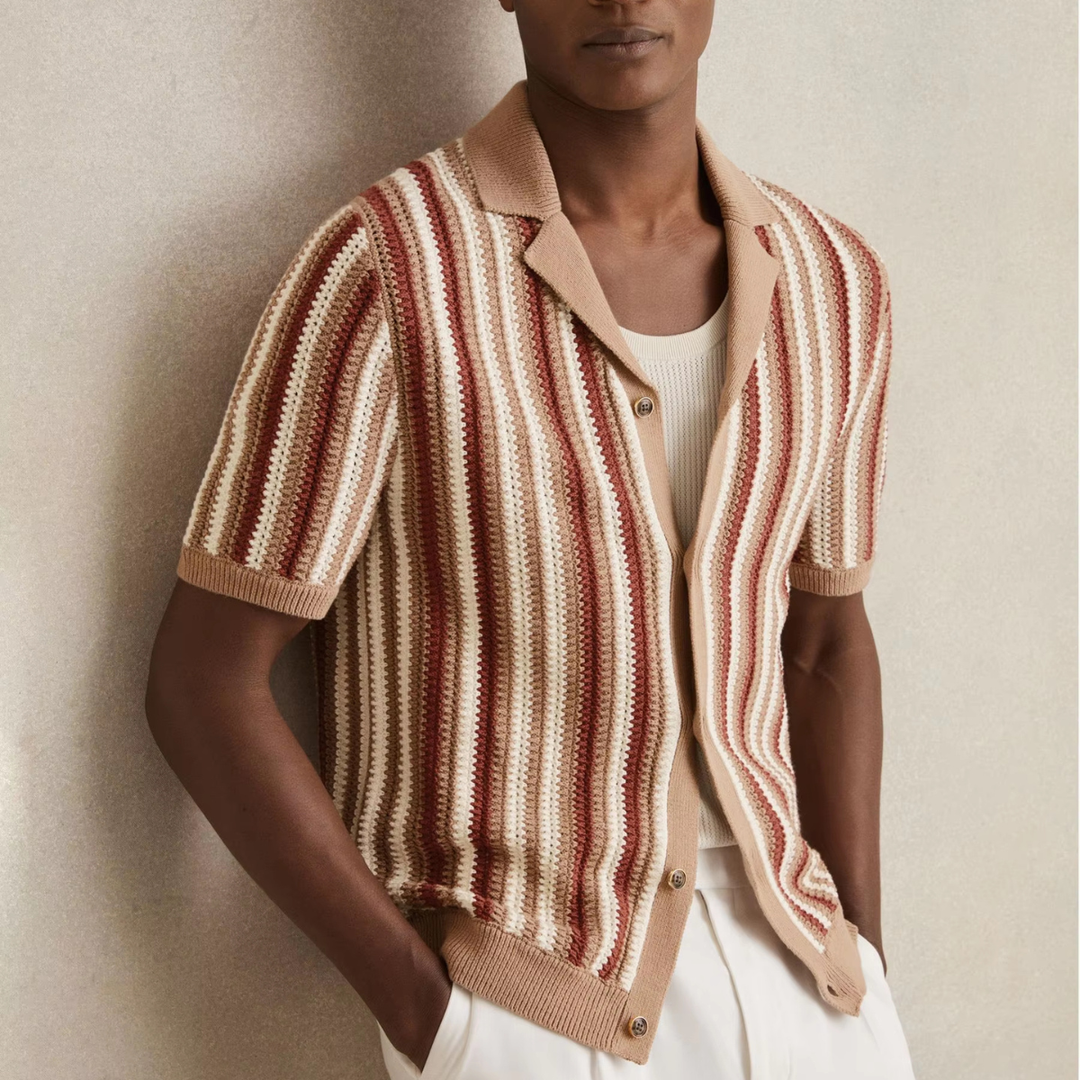 La Chemise Boutonnée Tricotée à Rayures Vintage pour Homme Cedar Ridge
