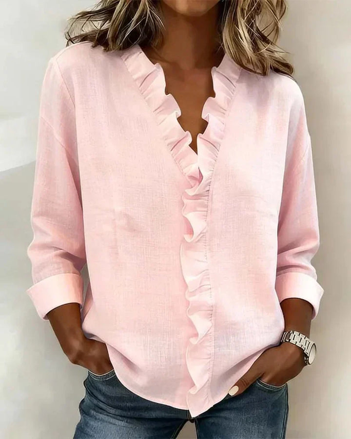 Anora | Blouse à volants et col en V