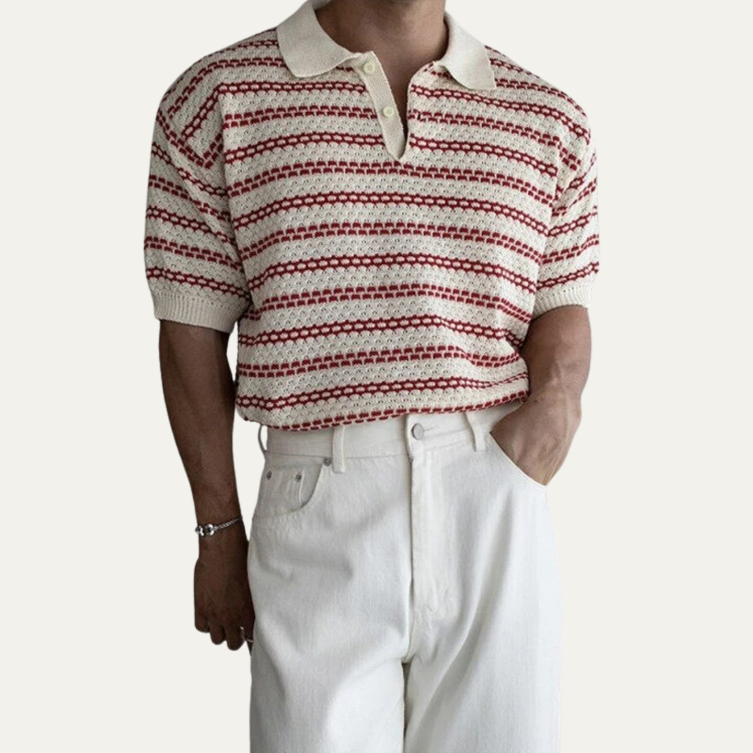Le Polo en Maille Rayé à Col Rabattu pour Homme Brunello